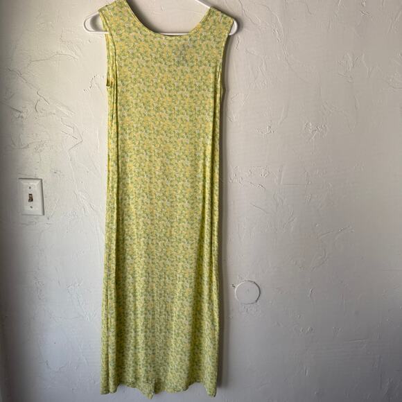 Vintage J.G. Hook Yellow Floral Maxi Dress Size 4 Rayon Sleeveless Cottagecore - Picture 2 of 11